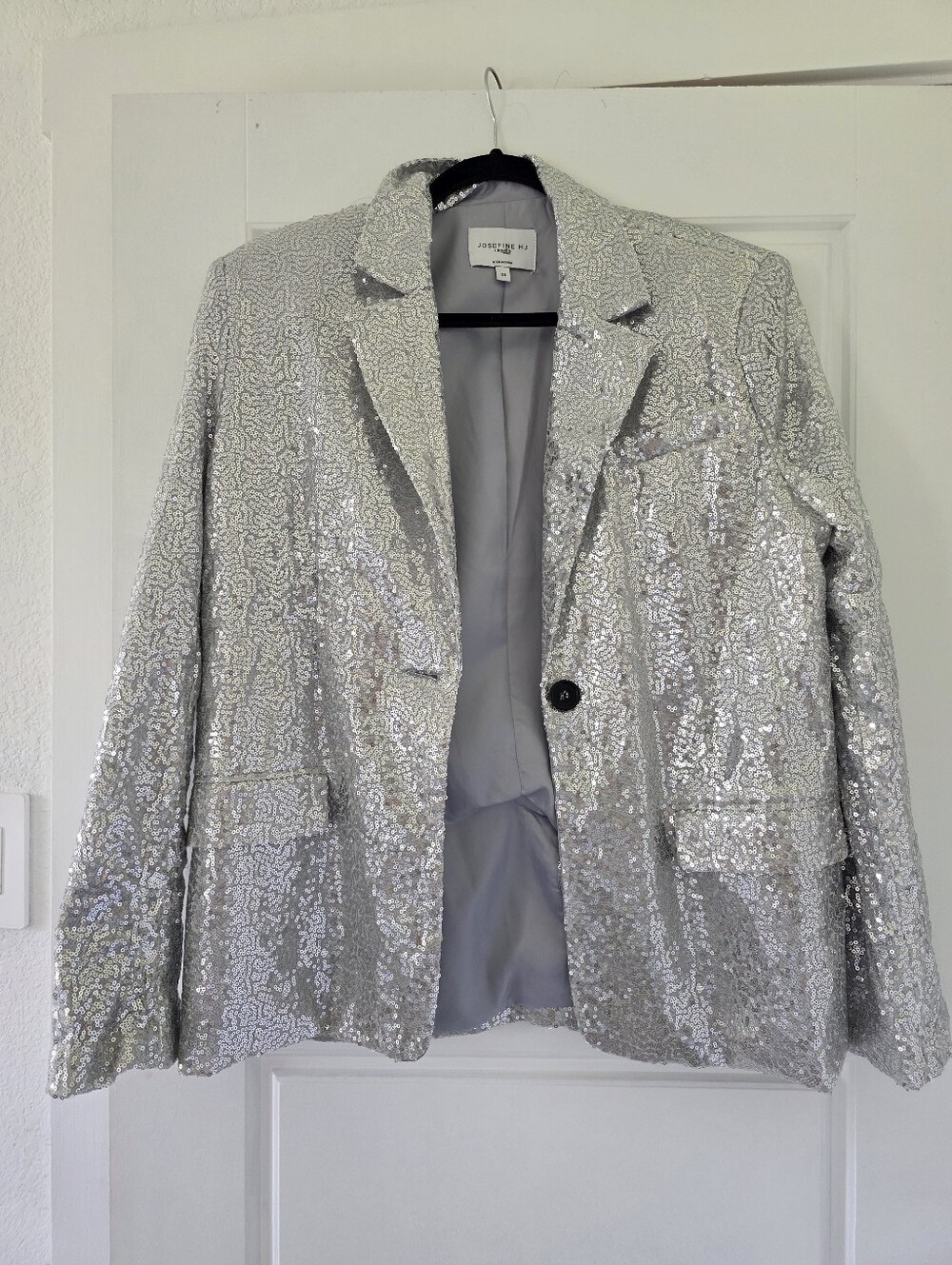 NA-KD oversized Silver Sequin Blazer